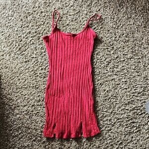 SHEIN Red Ribbed Sleeveless Bodycon Dress | Size Small